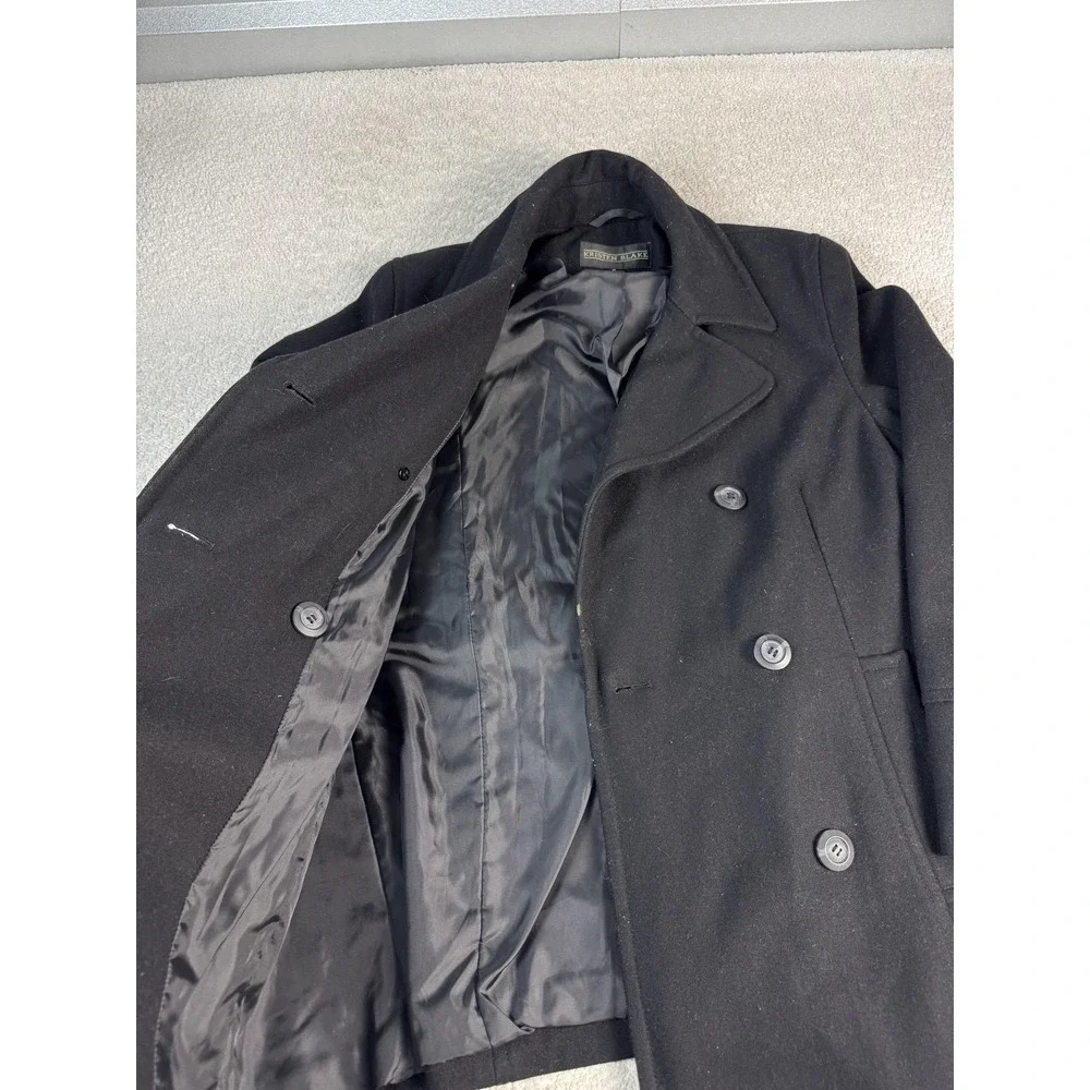 Kristen Blake Pea Coat Womens‎ 10 Black Wool Blend Double Breasted Winter Jacket